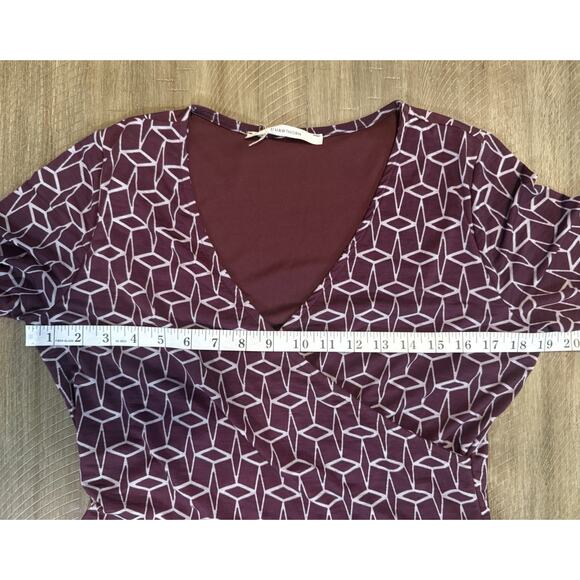 41 Hawthorn Renesme Geo Cube Faux Wrap Dark Purple Dress 3/4 Sleeve Size Large - Picture 7 of 15